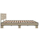 vidaXL sonoma tölgyszínű szerelt fa és fém ágykeret 200 x 200 cm