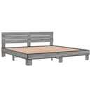 vidaXL szürke sonoma szerelt fa és fém ágykeret 200 x 200 cm