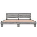 vidaXL szürke sonoma szerelt fa és fém ágykeret 200 x 200 cm