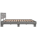 vidaXL szürke sonoma szerelt fa és fém ágykeret 200 x 200 cm