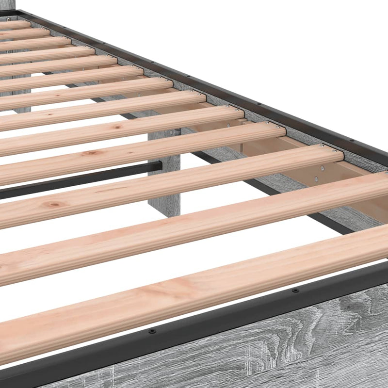 vidaXL szürke sonoma szerelt fa és fém ágykeret 200 x 200 cm