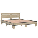 vidaXL sonoma tölgyszínű szerelt fa és fém ágykeret 150 x 200 cm