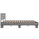 vidaXL szürke sonoma szerelt fa és fém ágykeret 150 x 200 cm