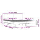 vidaXL sonoma tölgyszínű szerelt fa és fém ágykeret 200 x 200 cm