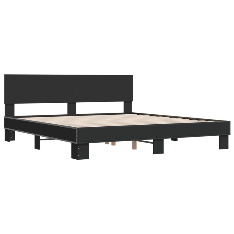 vidaXL fekete szerelt fa és fém ágykeret 180 x 200 cm