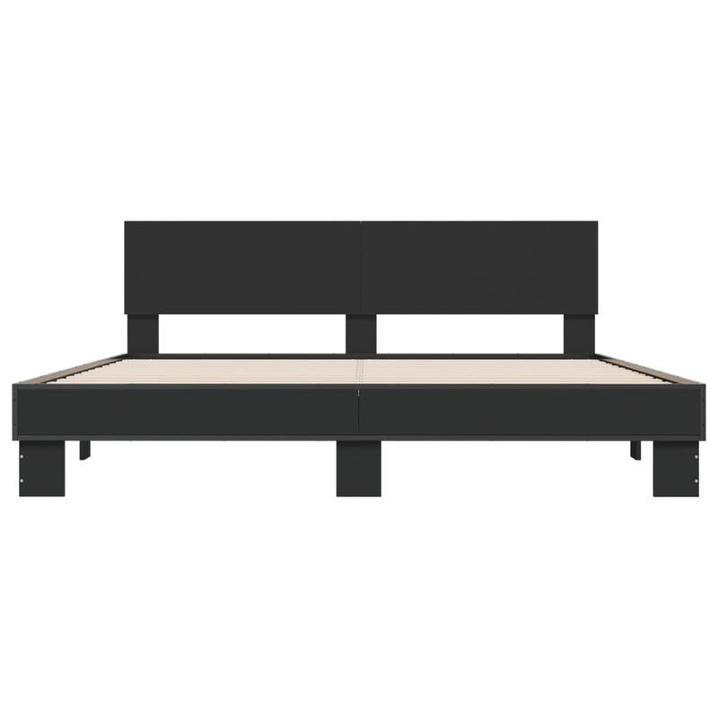 vidaXL fekete szerelt fa és fém ágykeret 180 x 200 cm