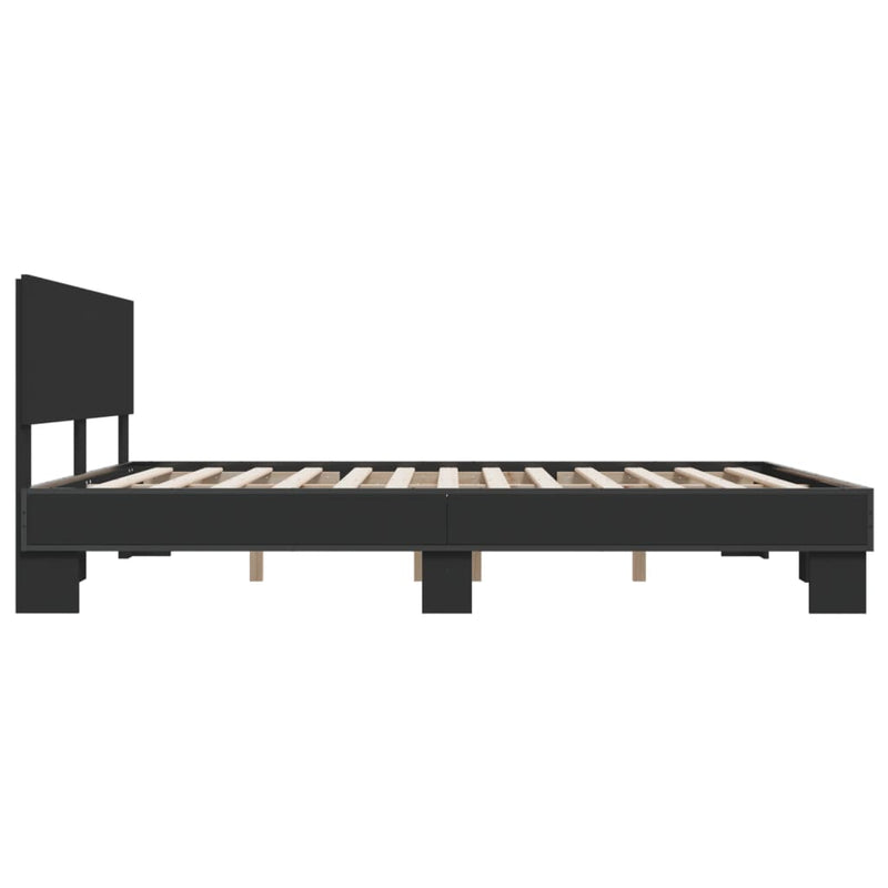 vidaXL fekete szerelt fa és fém ágykeret 180 x 200 cm