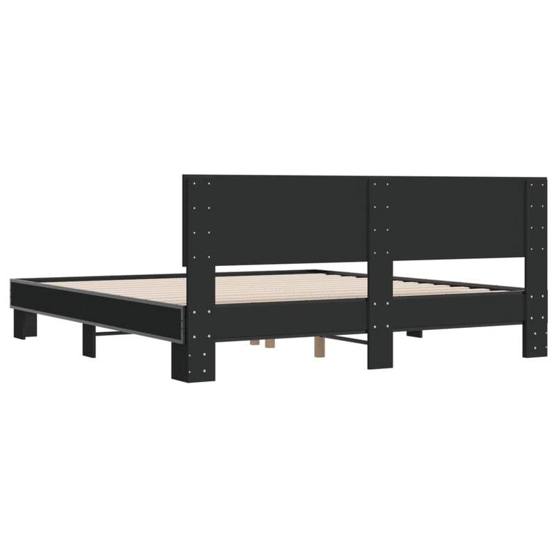 vidaXL fekete szerelt fa és fém ágykeret 180 x 200 cm