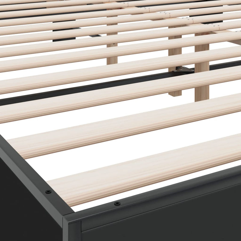 vidaXL fekete szerelt fa és fém ágykeret 180 x 200 cm