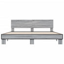 vidaXL szürke sonoma szerelt fa és fém ágykeret 180 x 200 cm