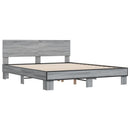 vidaXL szürke sonoma szerelt fa és fém ágykeret 150 x 200 cm