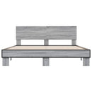 vidaXL szürke sonoma szerelt fa és fém ágykeret 150 x 200 cm