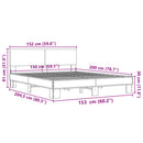vidaXL szürke sonoma szerelt fa és fém ágykeret 150 x 200 cm