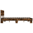 vidaXL füstös tölgy színű szerelt fa és fém ágykeret 135 x 190 cm