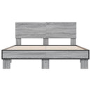 vidaXL szürke sonoma szerelt fa és fém ágykeret 135 x 190 cm