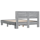 vidaXL szürke sonoma szerelt fa és fém ágykeret 135 x 190 cm