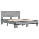 vidaXL szürke sonoma szerelt fa és fém ágykeret 140x190 cm