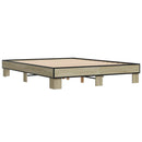 vidaXL sonoma tölgyszínű szerelt fa és fém ágykeret 150 x 200 cm