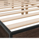 vidaXL barna tölgyszínű szerelt fa és fém ágykeret 150 x 200 cm