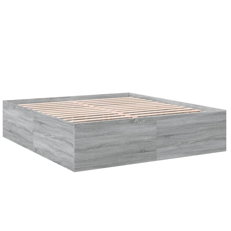 vidaXL sonoma tölgyszínű szerelt fa ágykeret 200 x 200 cm