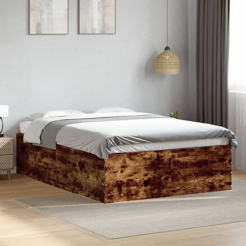 vidaXL füstös tölgy színű szerelt fa ágykeret 120 x 200 cm