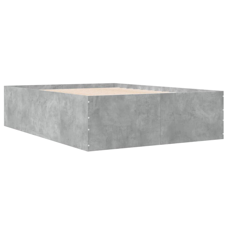 vidaXL betonszürke szerelt fa ágykeret 135 x 190 cm