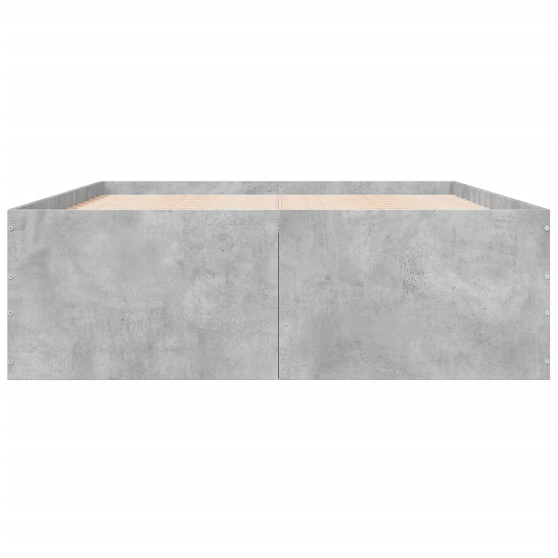 vidaXL betonszürke szerelt fa ágykeret 135 x 190 cm