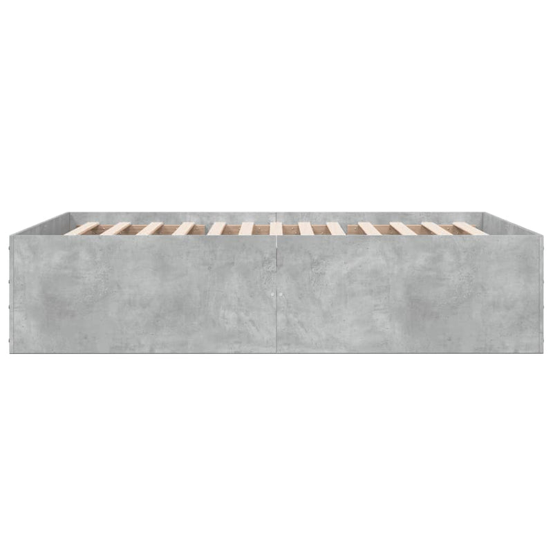 vidaXL betonszürke szerelt fa ágykeret 135 x 190 cm