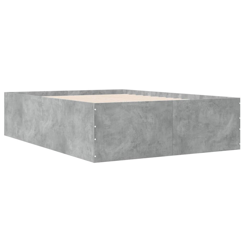 vidaXL betonszürke szerelt fa ágykeret 135 x 190 cm