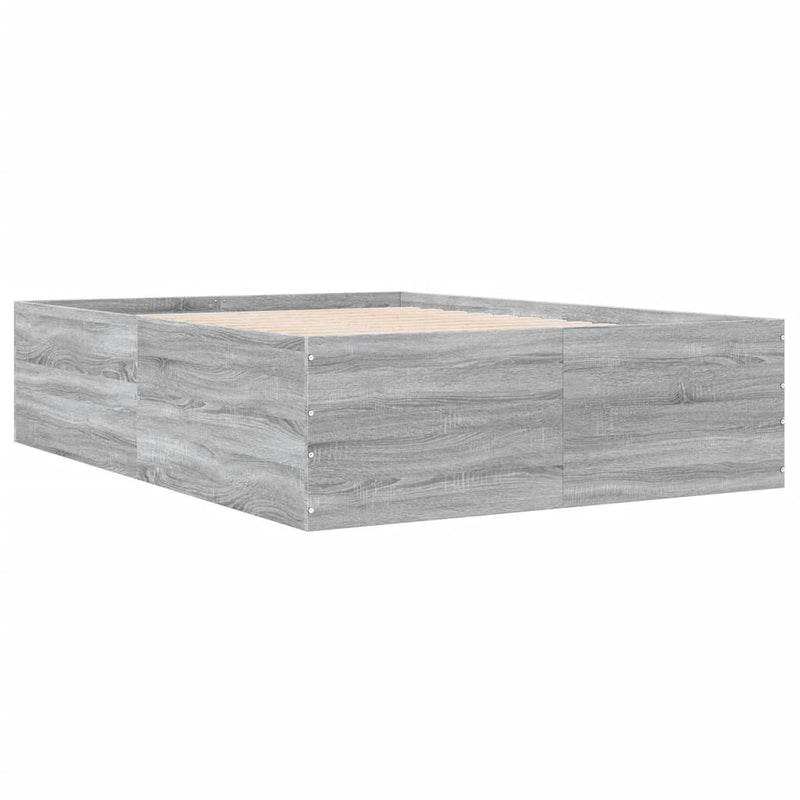 vidaXL sonoma tölgyszínű szerelt fa ágykeret 135 x 190 cm