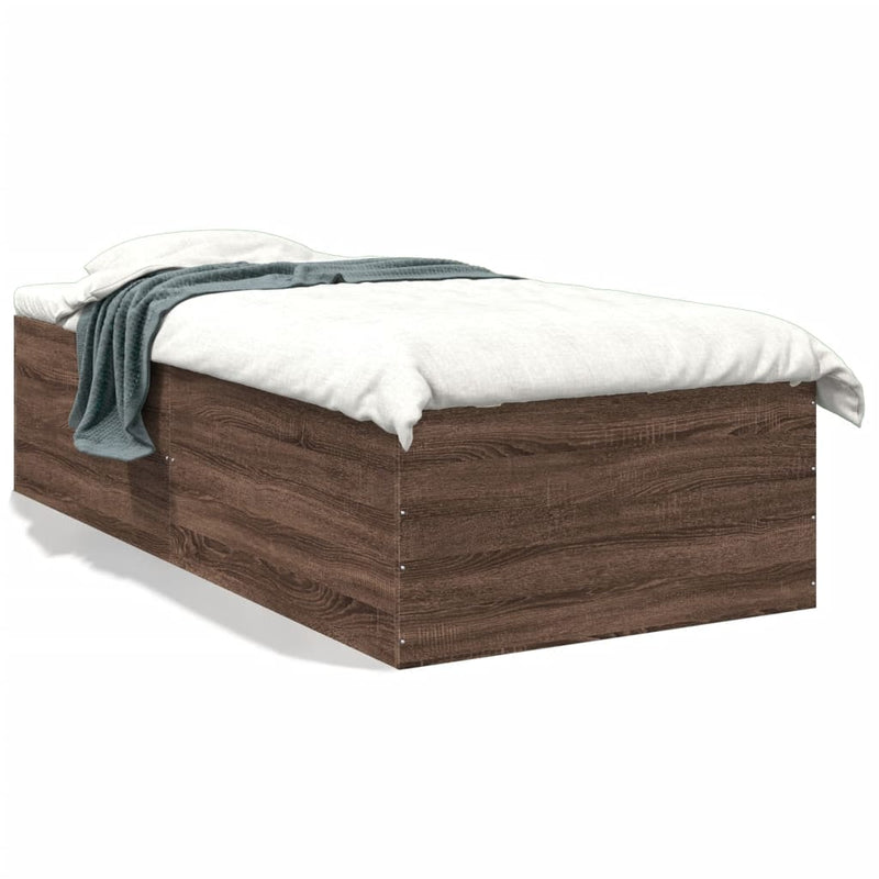 vidaXL barna tölgyszínű szerelt fa ágykeret 75 x 190 cm