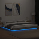 vidaXL betonszürke szerelt fa ágykeret LED-del 180x200 cm