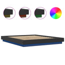 vidaXL fekete szerelt fa ágykeret LED-világítással 150 x 200 cm