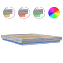 vidaXL szürke sonoma színű szerelt fa ágykeret LED-del 150x200 cm
