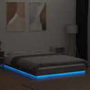 vidaXL betonszürke szerelt fa ágykeret LED-del 120 x 200 cm