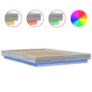 vidaXL szürke sonoma színű szerelt fa ágykeret LED-del 120 x 200 cm