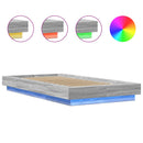 vidaXL sonoma tölgyszínű szerelt fa ágykeret LED-del 100 x 200 cm