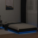 vidaXL fekete szerelt fa ágykeret LED-világítással 90 x 200 cm