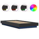 vidaXL fekete szerelt fa ágykeret LED-világítással 90 x 200 cm