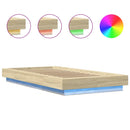 vidaXL sonoma tölgyszínű szerelt fa ágykeret LED-del 90 x 200 cm