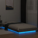 vidaXL betonszürke szerelt fa ágykeret LED-del 90 x 200 cm