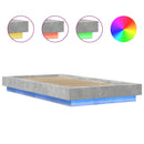 vidaXL betonszürke szerelt fa ágykeret LED-del 90 x 200 cm