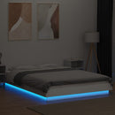 vidaXL fehér szerelt fa ágykeret LED-del 140 x 190 cm