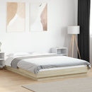 vidaXL sonoma tölgy színű szerelt fa ágykeret LED-del 140 x 190 cm