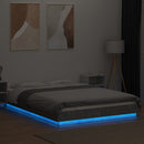 vidaXL betonszürke szerelt fa ágykeret LED-del 140 x 190 cm