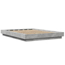vidaXL betonszürke szerelt fa ágykeret LED-del 140 x 190 cm