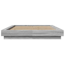 vidaXL szürke sonoma színű szerelt fa ágykeret LED-del 135 x 190 cm
