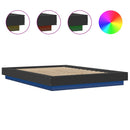 vidaXL fekete szerelt fa ágykeret LED-del 120 x 190 cm