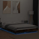 vidaXL füstös tölgyszínű szerelt fa ágykeret LED-del 120 x 190 cm