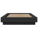vidaXL fekete szerelt fa ágykeret LED-del 75x190 cm